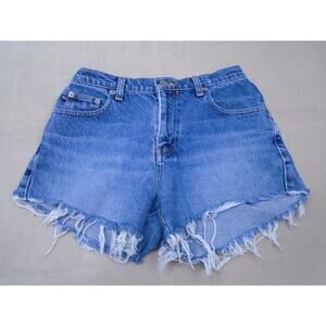 Womens Polo Jeans Co Denim Jean Shorts Raw Hem Holes Distressed Size 4
